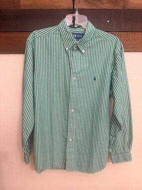 Polo by Ralph Lauren Men's Green Stripe Button-Down Shirt in classic fit